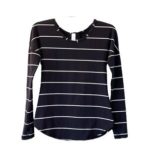 Ivivva Hanover Black White Striped Long Sleeve Thumbhole Top Girl’s 12